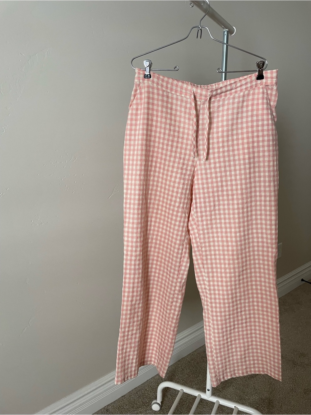 Sonderhaus Pink Gingham High-Rise Wide-Leg ‘Perfect Pants’